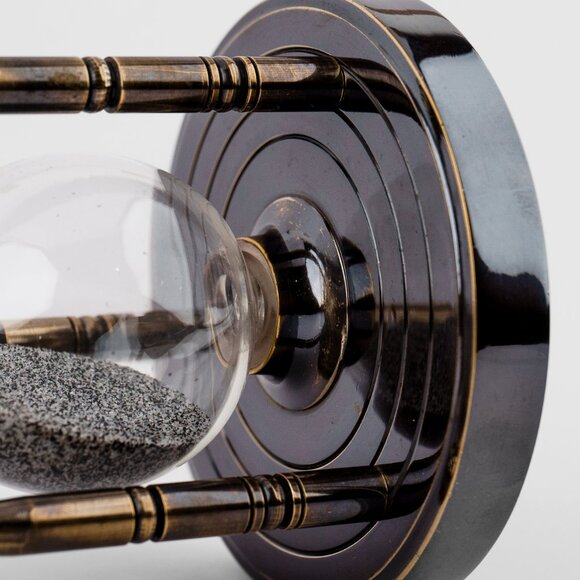 Brass Sand Timer with Working Double-Sided Compass 7" Antique - Picture 11 of 13